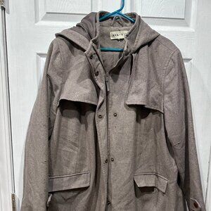 Tan Ava & Viv Pea Coat, 2X, Mid-Thigh, Gently Used
